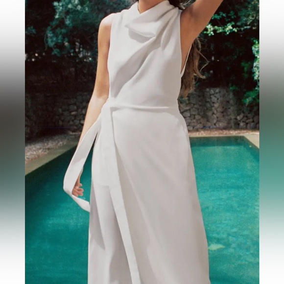 🌻NWT Zara White Sleeveless Wide-leg Wrap Jumpsuit - Picture 10 of 12
